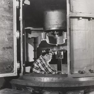 Bradley Employee in Grinding chamber